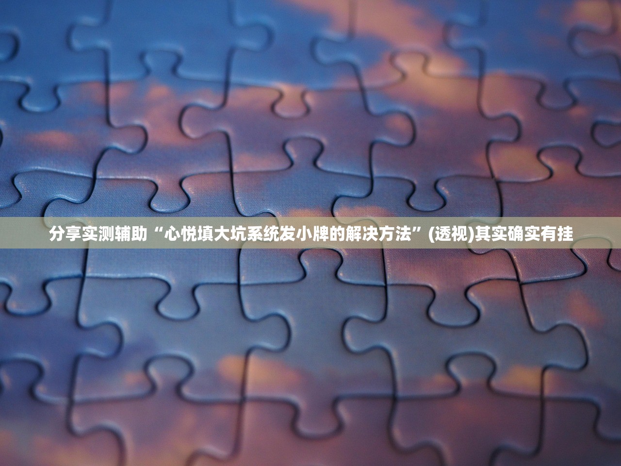 分享实测辅助“心悦填大坑系统发小牌的解决方法”(透视)其实确实有挂